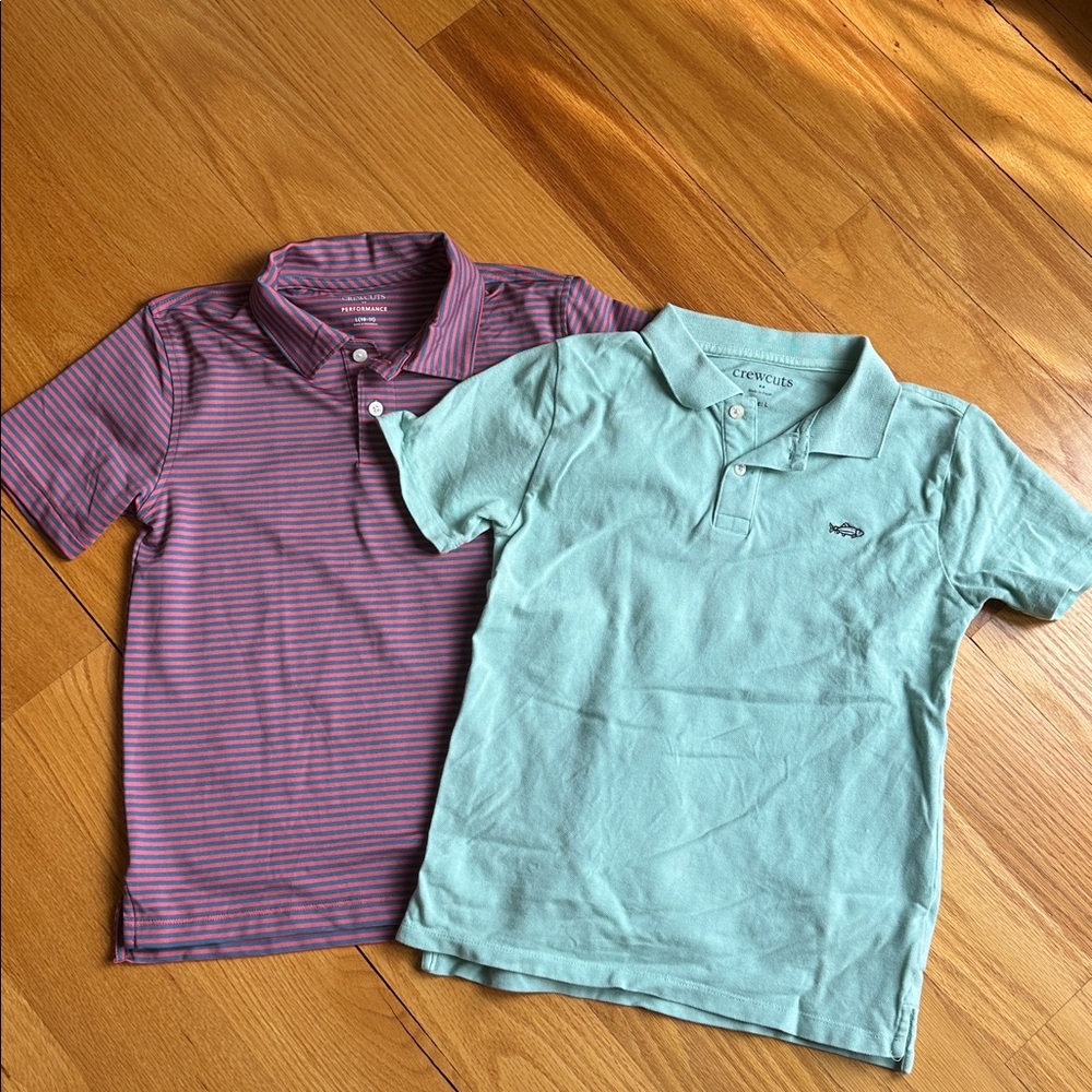 Boys Large JCrew CrewCuts Performance Striped Polo and Cotton Polo